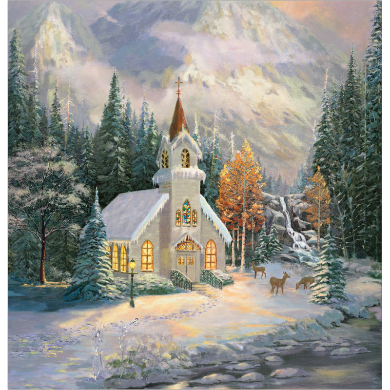 Thomas Kinkade Deer Creek Chapel Shower Curtain