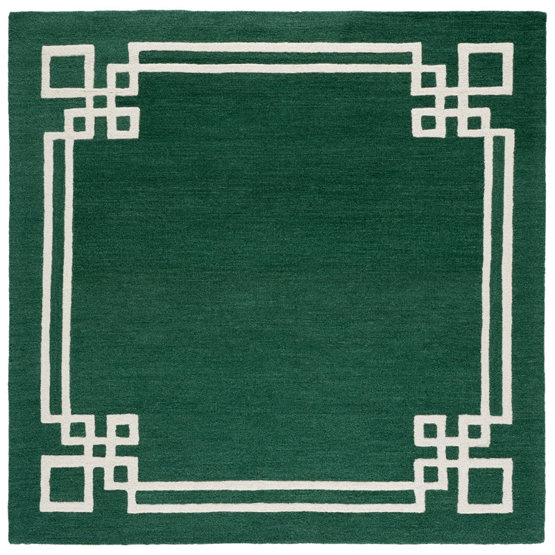 Martha Stewart Hand Tufted Wool; Cotton Geometric Indoor / Outdoor Rug, Square 6'