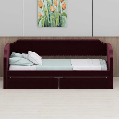Elegant Upholstered Daybed Featuring Built-In Storage Drawers