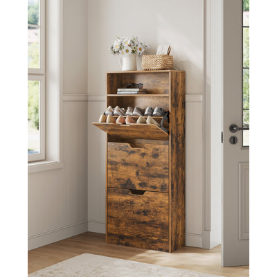 Shoe cabinet with 3 flaps, shoe tipper, shoe rack, shoe storage, open compartment, adjustable partition