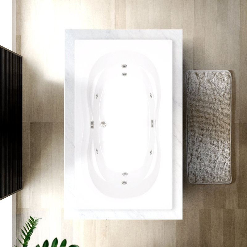 72" L x 42" W Alcove Whirlpool Acrylic Bathtub With Removable Acrylic Skirt in White, Left