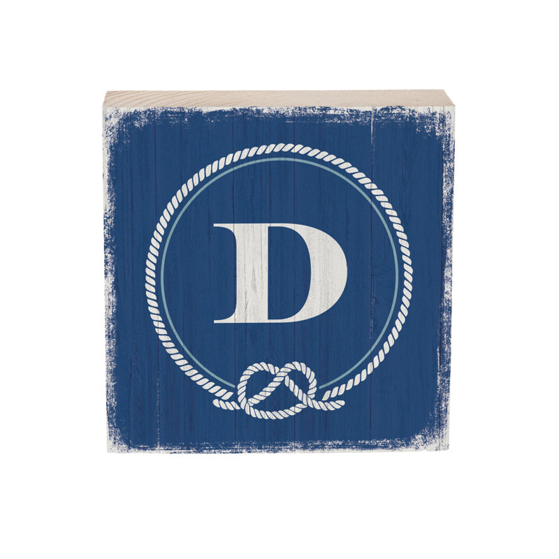 Coastal Wooden Plock Monogram Nautical 6" D
