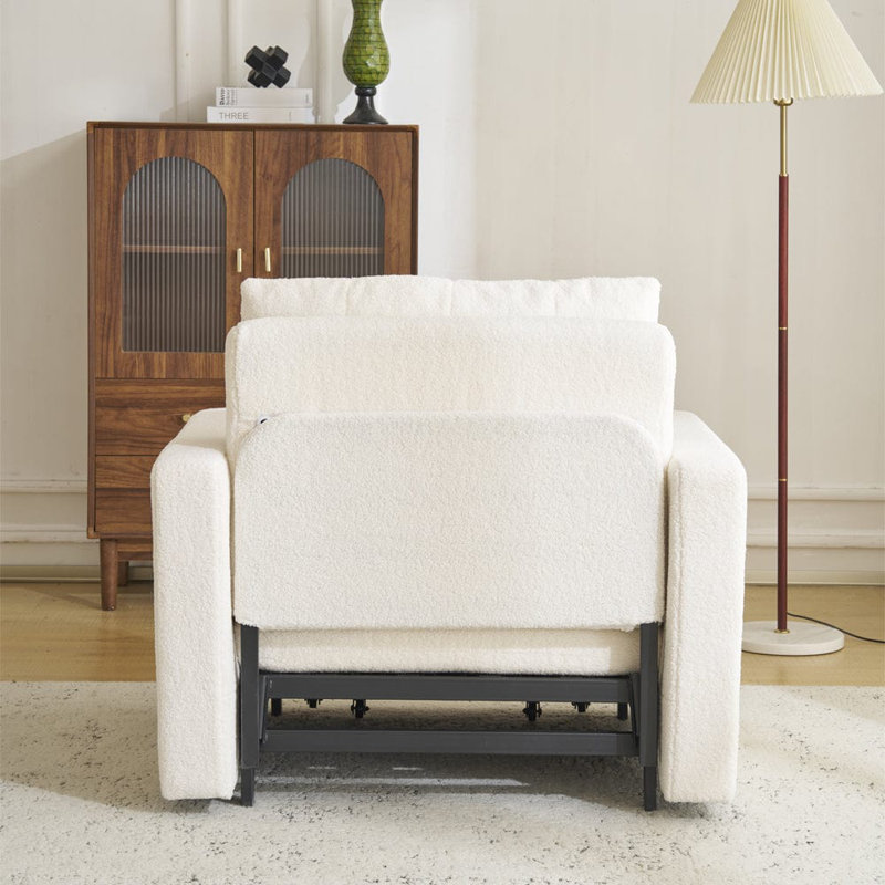 1 Seater Convertible Chair, White Boucle