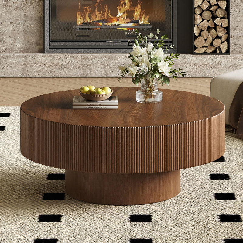 Table basse élégante Elegant Easy, Noyer, 13.7" H x 31.5" L x 31.5" W