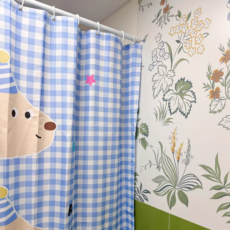 Rideau de douche en polyester avec crochets