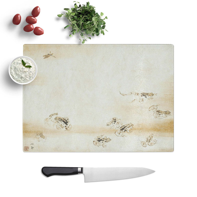 Tempered Glass Toads by Takeuchi Seiho Cutting Board, 39 cm W x 28.5 cm L