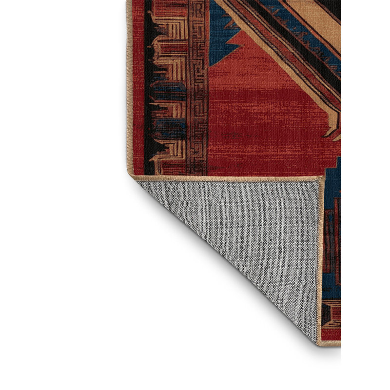 Tapis art déco brun lavable à la machine, Rond 5 pi