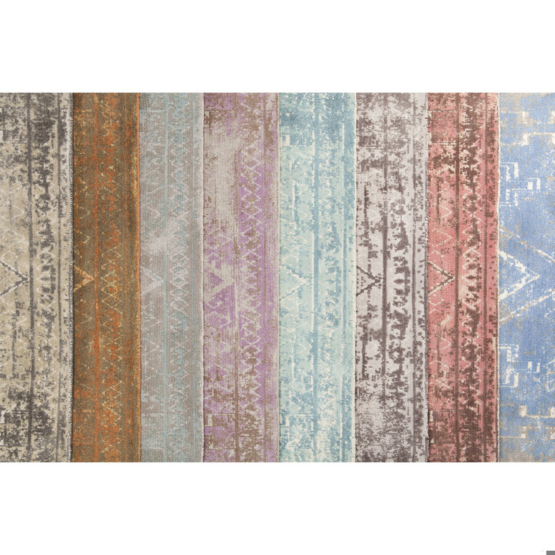 Tapis jaune et taupe en laine délavé touffeté à la main Statesboro, Rectangle 7 pi 9 po x 10 pi 6 po