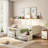Wooden Daybed With Built-In Storage Shelves, Lockers, And Study Desk, Multi-Functional Twin Size Bed With Matching Stool, Ideal For Small Spaces And Apartments-97120939