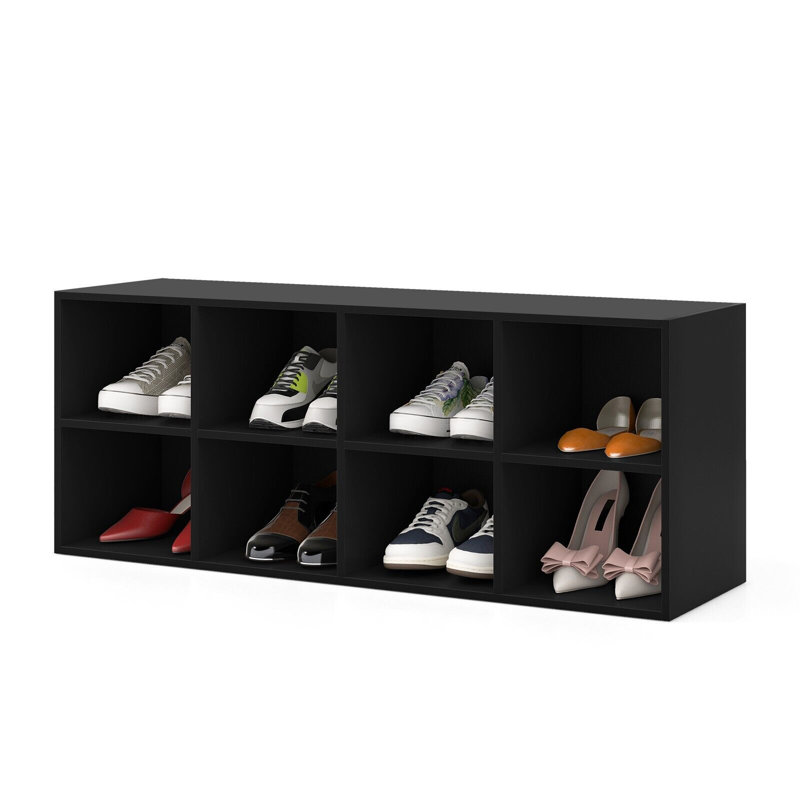 8 Pair Shoe Storage Bench, Black