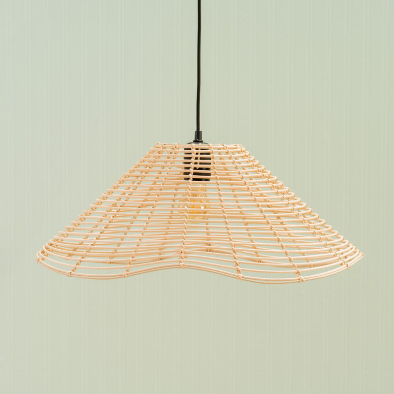 23cm H Rattan Round Pendant Shade ( Clip On ) in Beige