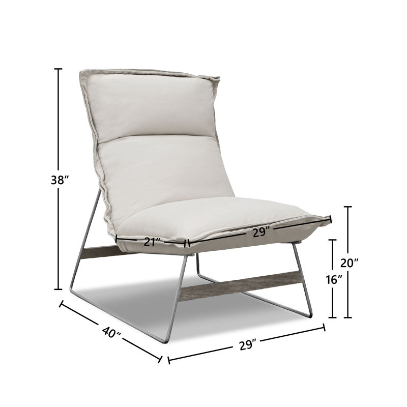 Tweety Leather Lounge Chair, Verdeca Snow, Stainless Steel
