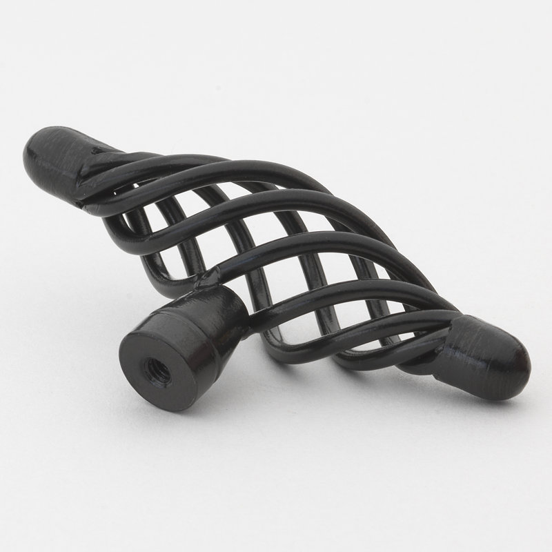 Poignée cage à oiseau, Noir mat, 3", 10