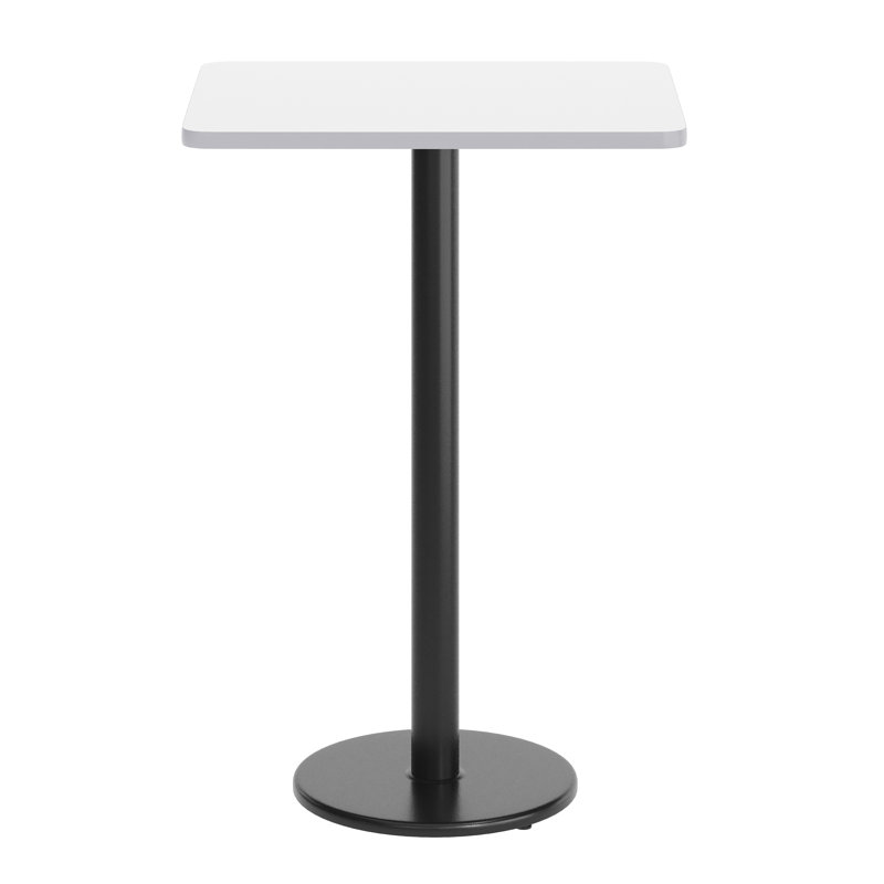 Contemporary Walnut Laminate 43'' Bar Height Table with Round Base