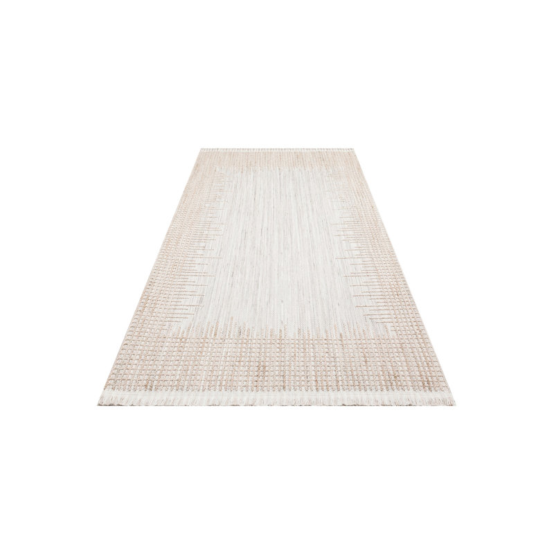 Raimer Geometric Machine Made Power Loomed Polyester Area Rug in Ivory, Rectangle 3'11" x 5'11"