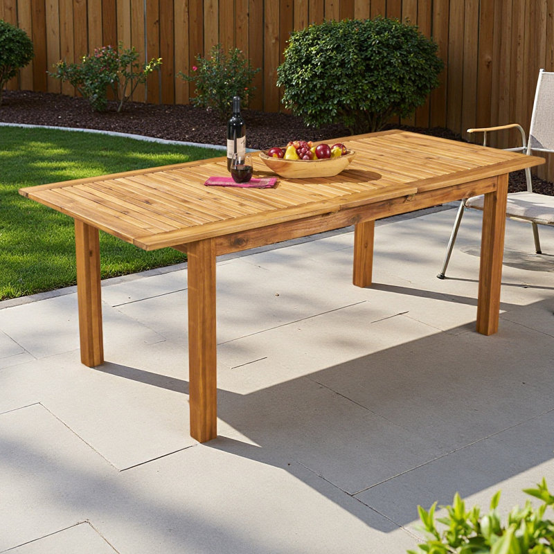 Table de salle à manger d'extérieur extensible en bois d'acacia