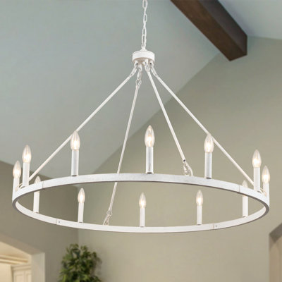 Moomal Candle Style Dimmable Wagon Wheel Chandelier