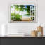Fenêtre, paysage, palmiers verts tropicaux sur la plage, images côtières, impression sur toile-98466526