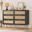 Commode 6 tiroirs avec accents dorés - Commode de ferme moderne pour chambre à coucher et salon