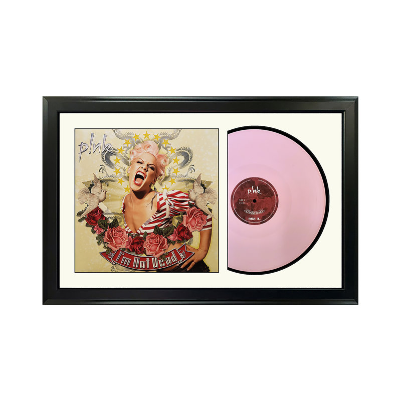 Disque rose encadré «I'm Not Dead» avec passe-partout blanc, Blanc
