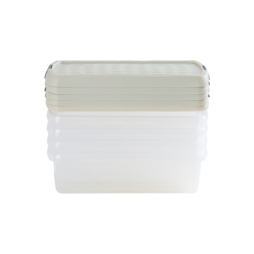 B&Q -  Clip 5 X 7L Rectangular Plastic Storage Boxes With Clip Lock Lids. Ideal For HomeOfficeToys & MoreClear/stone - Image 3
