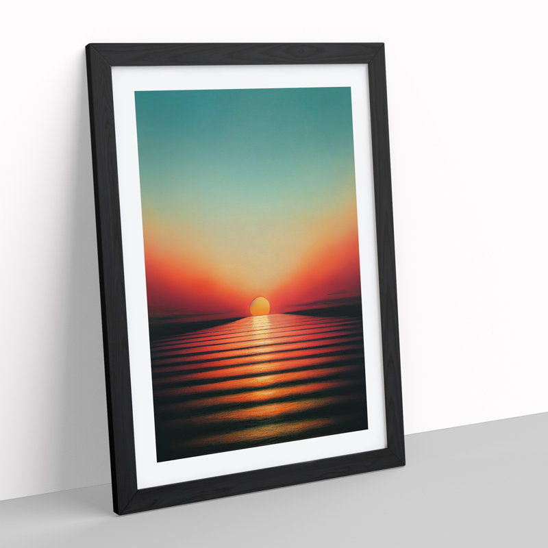 XV1022-3750X Resplendent Abstract Ocean Sunset - Print, Black Framed, 64cm H x 46cm W x 2cm D, Black