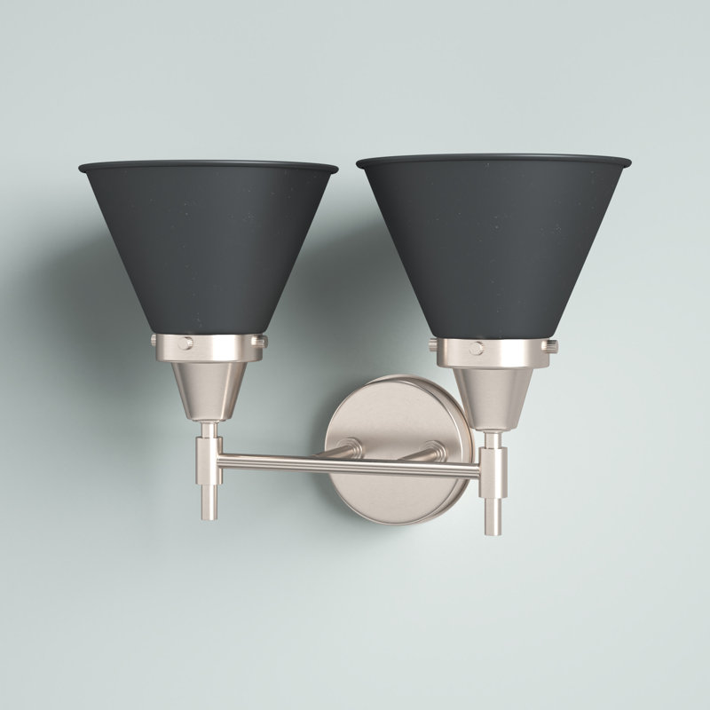 Éclairage pour meuble-lavabo à 2 lumières à intensité variable Gayle, Nickel satiné, Noir mat