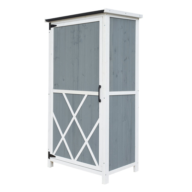 Remise de rangement 54 "deux tons - Design gris et blanc avec toit incliné et 5 compartiments