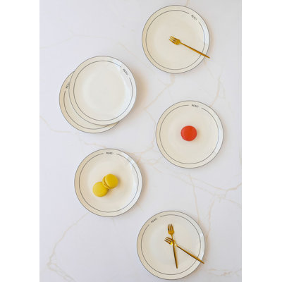 Elegant Dessert Plate Set (6 Pieces), 100% Porcelain, 7.9 x 7.9 x 0.8 inches | Dishwasher Safe, Perfect for Cakes, Pastries & Appetizers | Stylish and Durable Tableware for Entertaining & Everyday Use