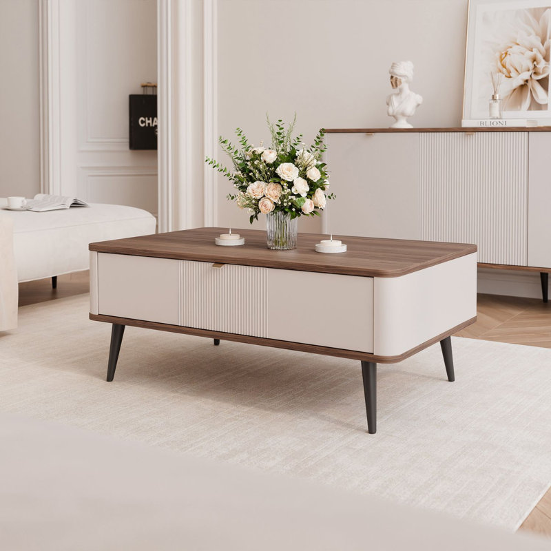 Tasa Coffee Table with Storage, Walnut, Wood