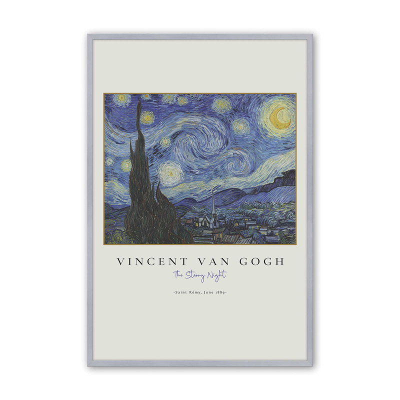 Impression de Van Gogh The Starry Night, Reproduction encadrée sans passe-partout 1, Chrome poli, H 21,25 po x l 17,25 po