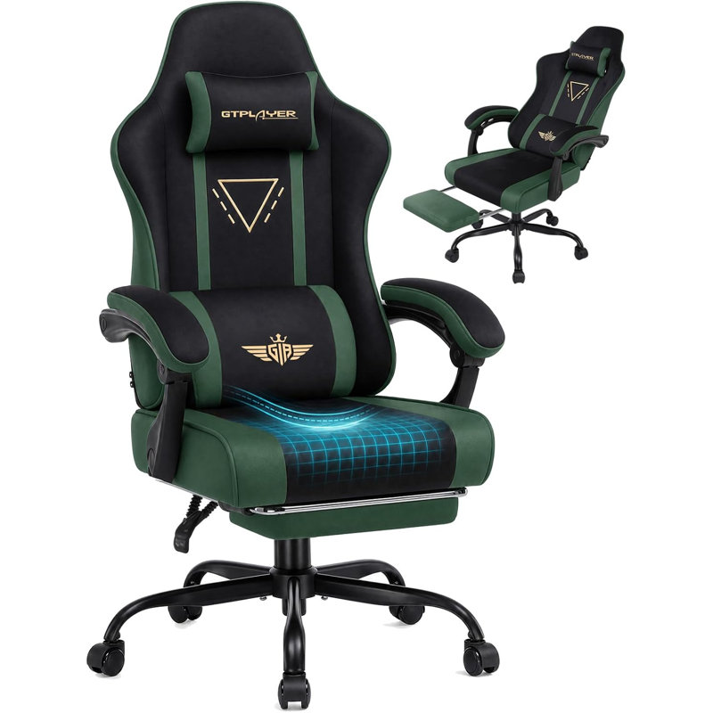 LUCKRACER PC & Racing Game Chair, Green