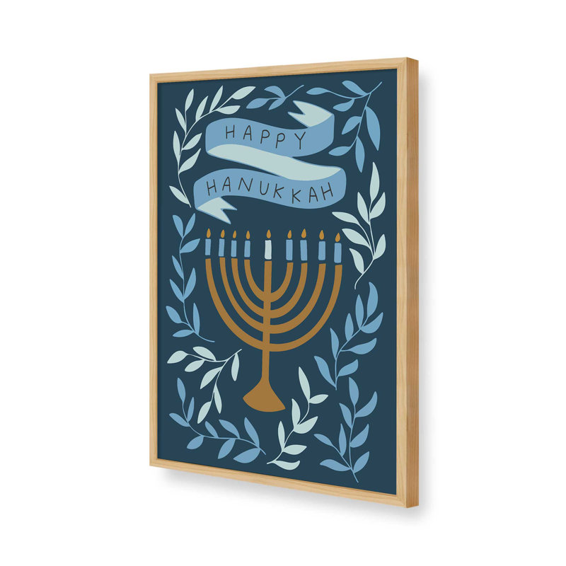 «Happy Hanukkah Menorah» par Garima Dhawan, Tanné, H 32 po x l 24 po