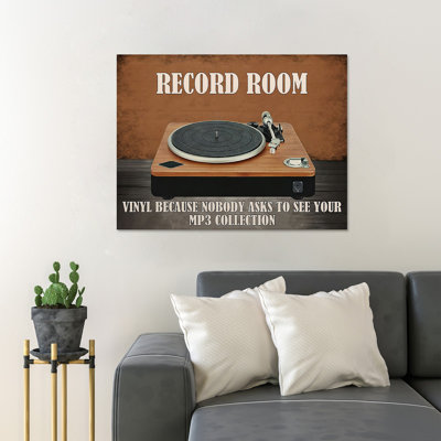 Vinyle et salle de disques - Vinyle parce que personne ne demande… - Reproduction d'art graphique rectangulaire sur toile tendue 1 pièce