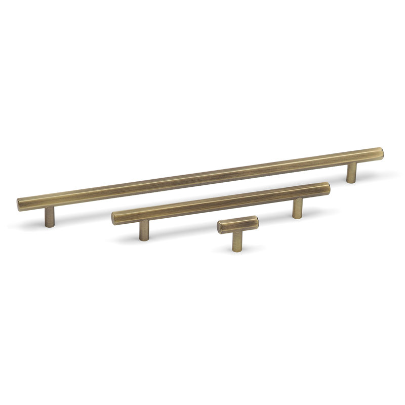Hexagonal T-Bar Handles in Multiple Finishes, Antique Brass, 320mm Handle