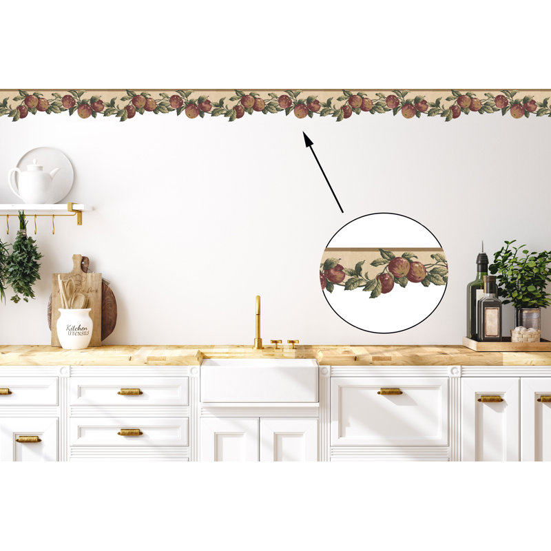 Bordure de papier peint l 15 pi x l 6,6 po apple fruits Kamps
