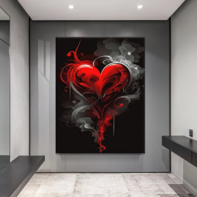 Bold Red Heart Abstract Canvas Print - Urban Studio