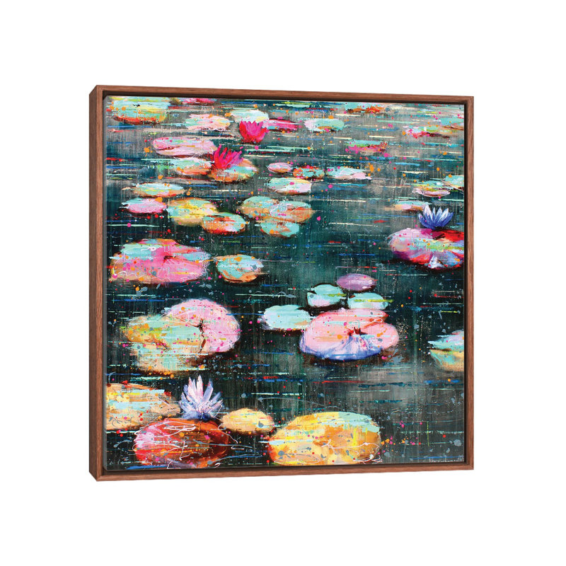 Pink Lotus - Wall Art Print - Wrapped Canvas, Brun, H 26 po x l 26 po, Reproduction encadrée sans passe-partout