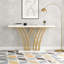 Console en faux marbre avec base géométrique en métal