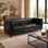 Canapé Chesterfield de 81 po en cuir moderne de 81 po avec siège profond, capitonné à la main, 3 sièges pour le bureau du salon