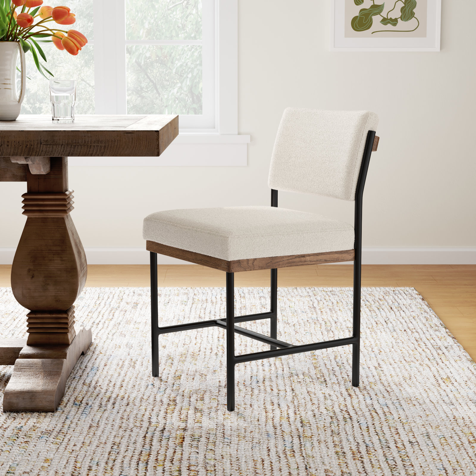 Popovich Genuine Leather Dining Chair, Fayette Cloud