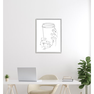 Froide mains tenant une tasse - reproduction de dessin