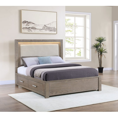 Kenora 56-Inch LED Storage Bed Barley Brown