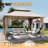 12' x 10' Heavy Duty Patio Gazebo with Extended Eaves - Stable Frame Double Roof Pavilion with Netting and Built-In Drainage-129392253-129392254