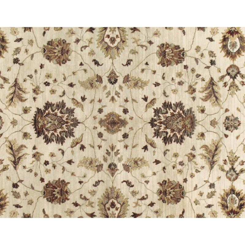 Hand Knotted Wool Oriental Area Rug in Brown/Ivory, Rectangle 14' x 28'