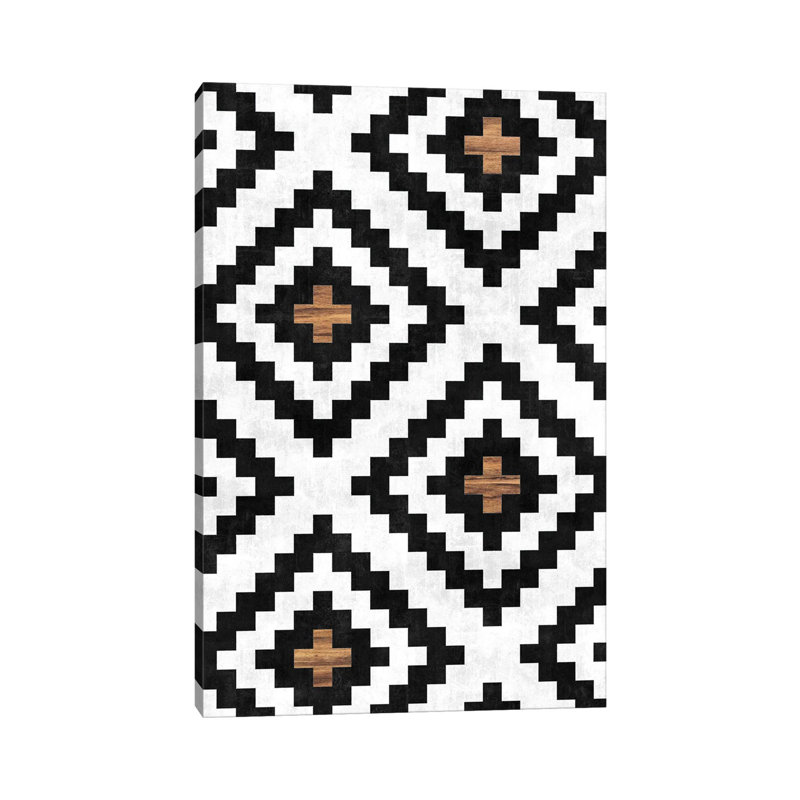 Motif tribal urbain no. 16 - Aztèque - Béton et bois, H 18 po x l 12 po x P 1,5 po