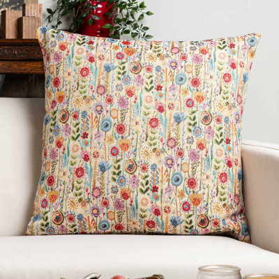 Floral Green and Beige Cushion