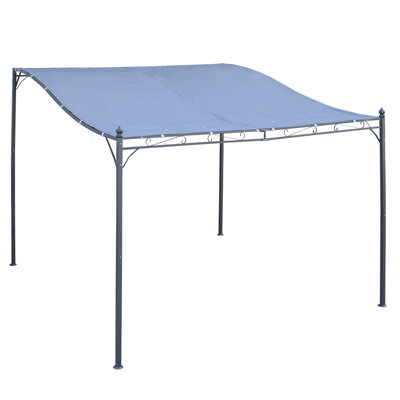 Outsunny 10' x 10' Steel Outdoor Pergola Gazebo, Patio Canopy with Weather-Resistant Fabric and Drainage Holes