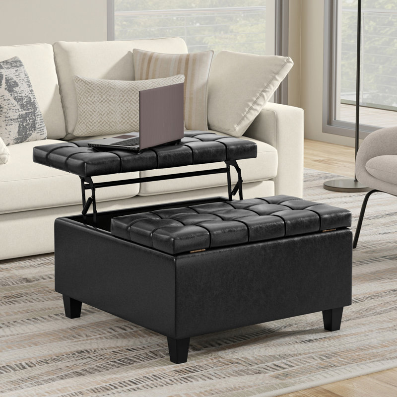 Table basse avec repose-pieds Harrison, H 16,5 po x L 30 po x l 30 po, Noir patiné