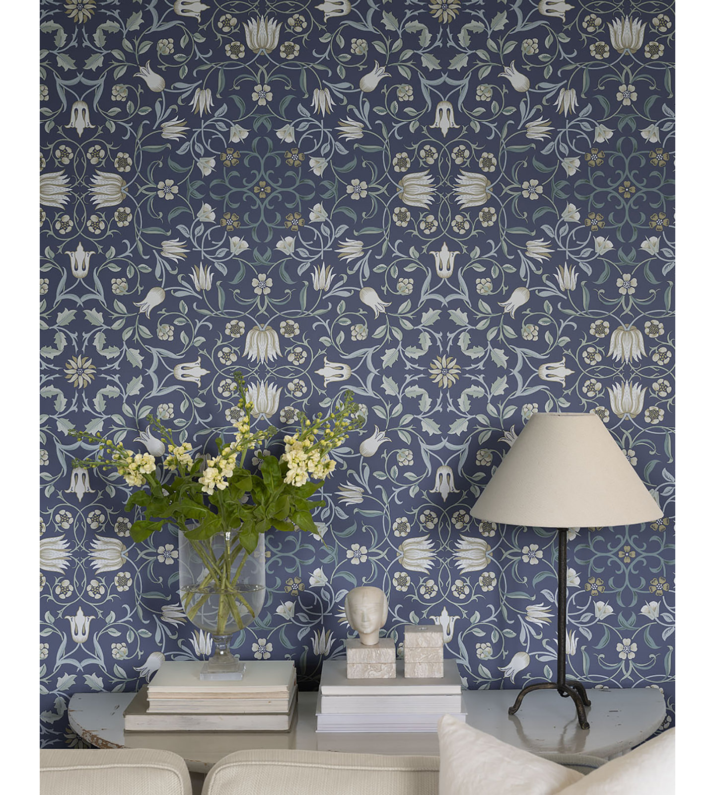 Floral Wallpaper, Blue